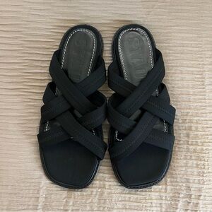 Stylish Neoprene Black Slide Sandals